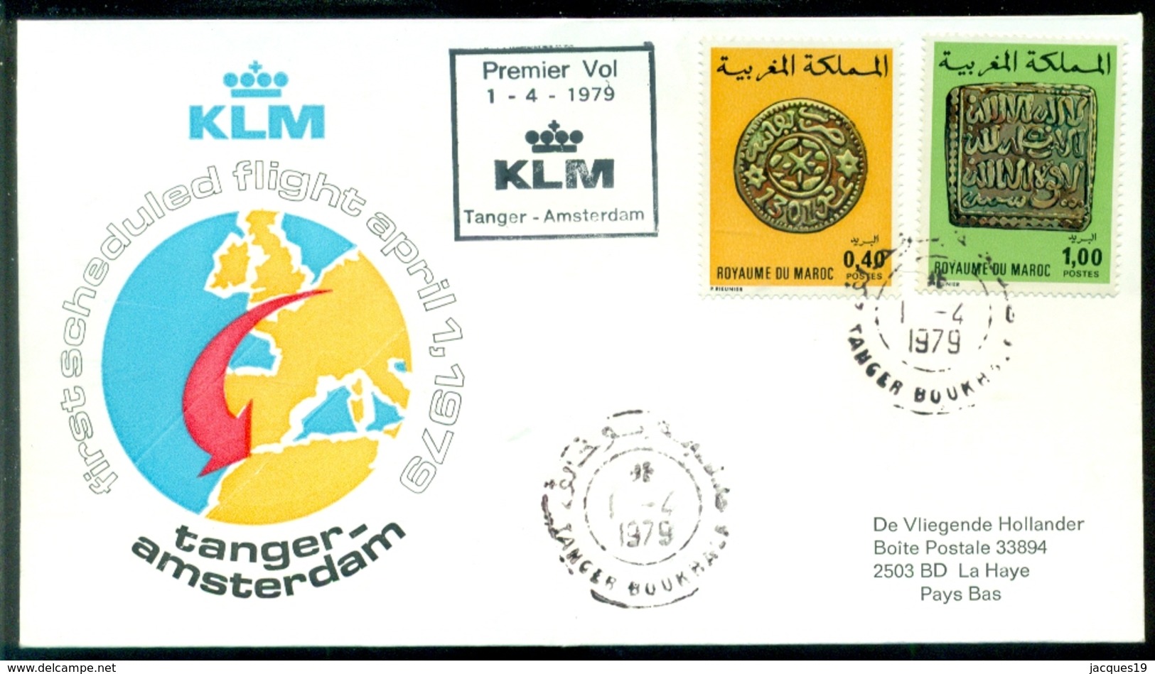 Marokko 1979 Cover First Scheduled KLM Flight Tanger - Amsterdam VH A 973a - Marokko (1956-...)