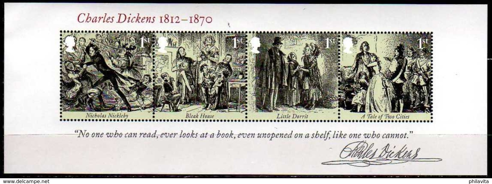 2012 Great Britain UK  200 Years Of Birth Of J.Dickens - MS MNH** MI Block 75 Writer, Queen Victoria, A Tale Of Two Citi - Ongebruikt