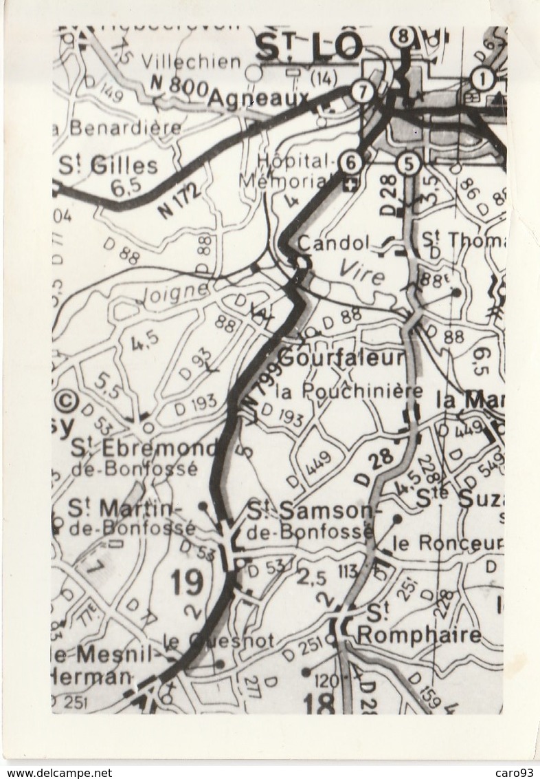 Photo Extrait Carte Routière Environs De St Lo (Format 7,5 Cm X 10,5 Cm) - Unclassified