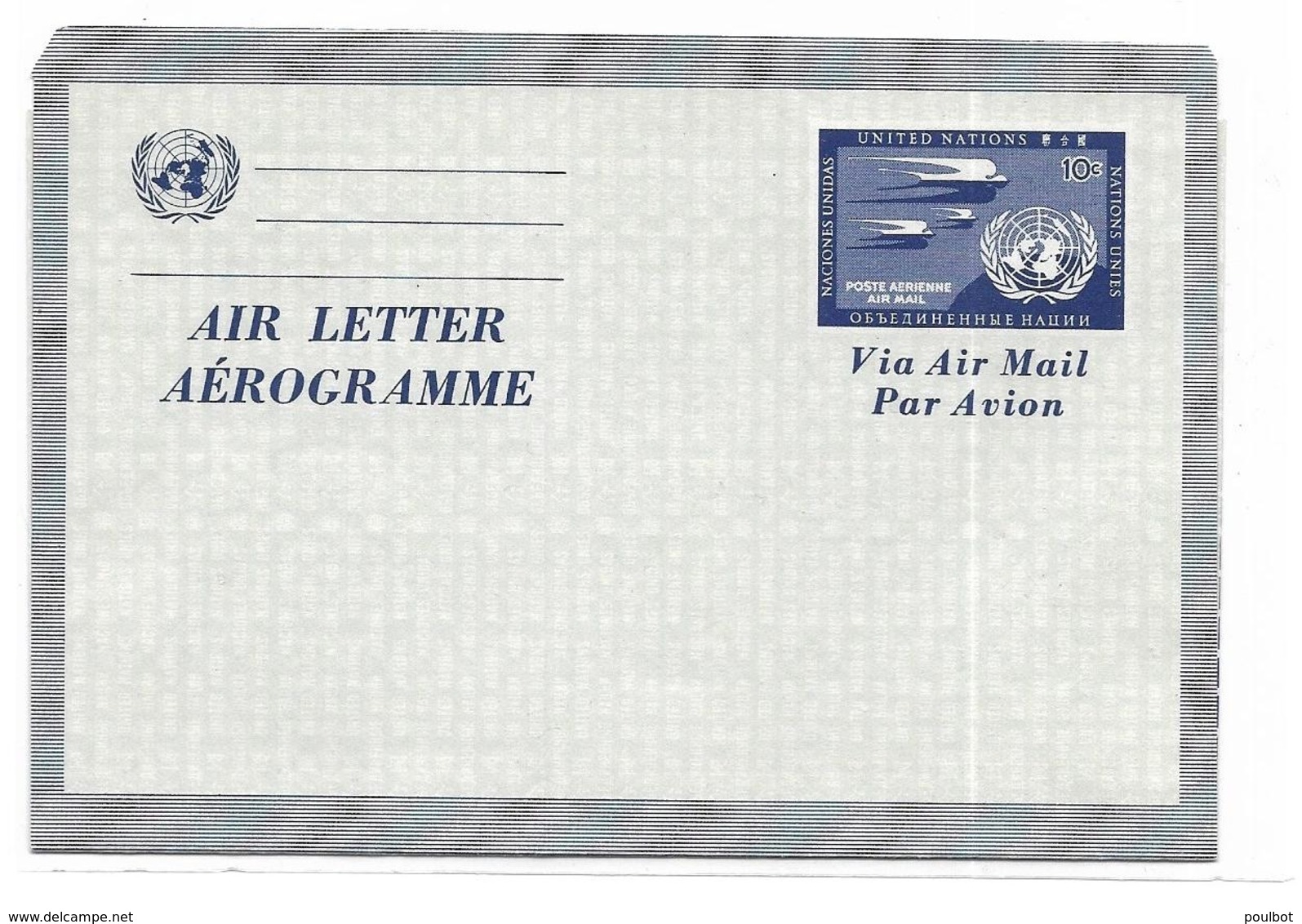 Nations-Unis New-York Aérogramme Neuf Non écrit - Airmail