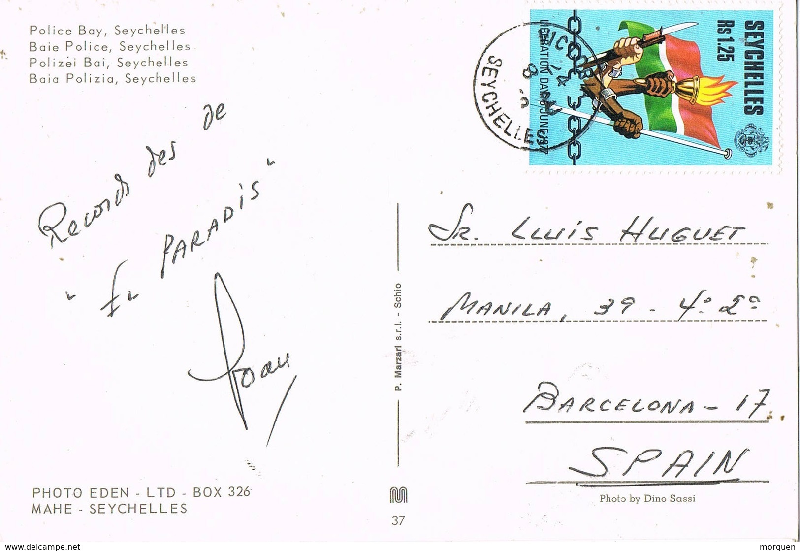 34932. Postal Aerea VICTORIA (Islas Seychelles) 1979. Vista Police Bay - Seychelles (1976-...)