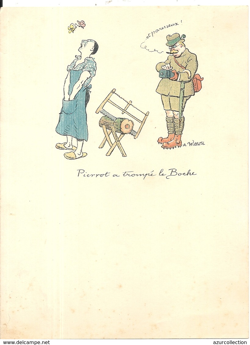 PAPIER A LETTRE ILLUSTRE . A.WILLETTE . PIERROT A TROMPE LE BOCHE - Non Classés