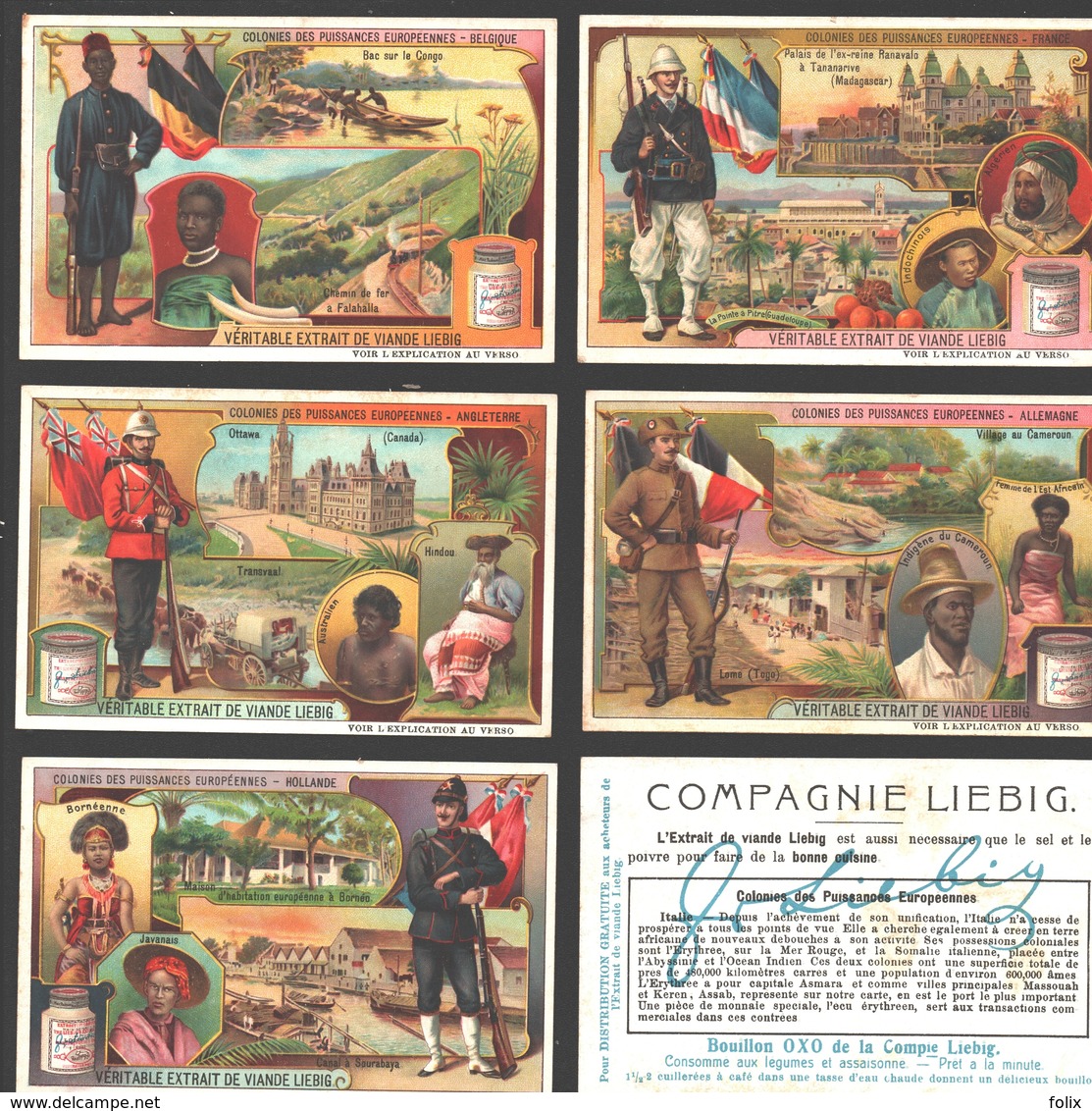 Liebig - Vintage Chromos - Series Of 6 / Série Complète - Colonies Des Puissances Européennes - Français - Liebig