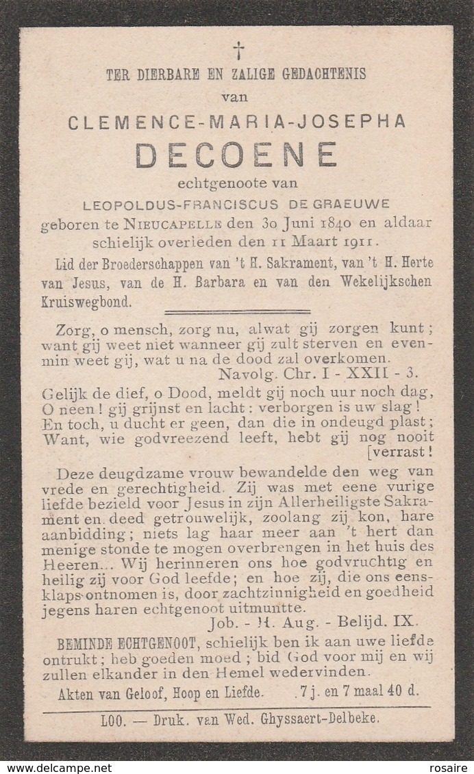 Clemence Maria Josepha Decoene -nieucapelle 1840-1911 - Images Religieuses