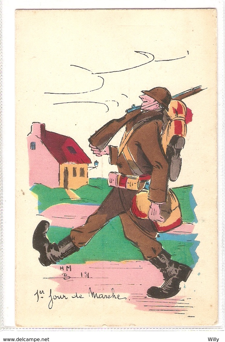 CPH 653 , OLD POSTCARD , HUMOR FANTASY , Signed HMB 191 - Humor