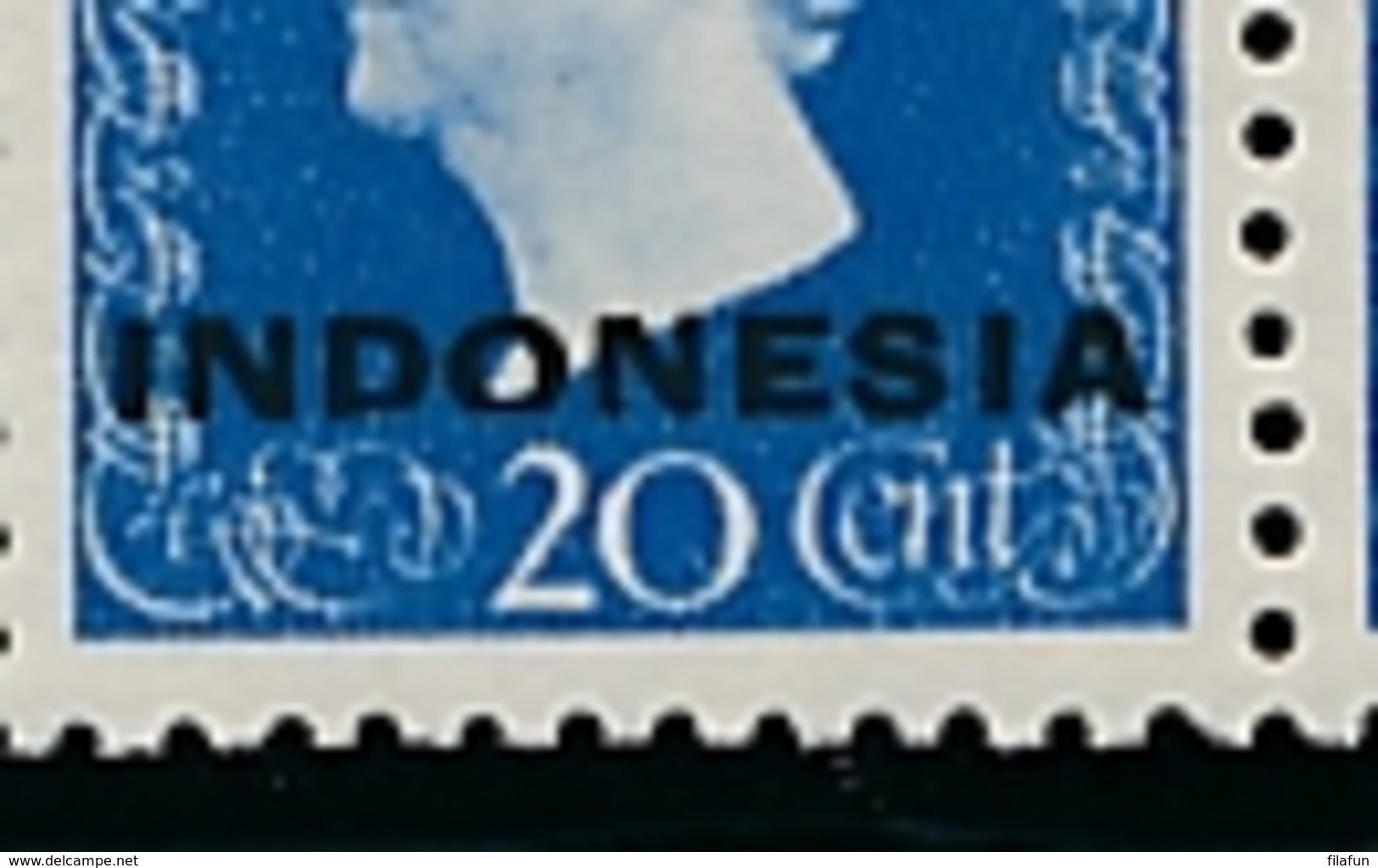 Nederlands Indië / Indonesia - 1948 - Indonesia Opdruk Op 20 Cent In Strip Van 5 Met 2 Plaatfouten - Postfris / MNH - Nederlands-Indië