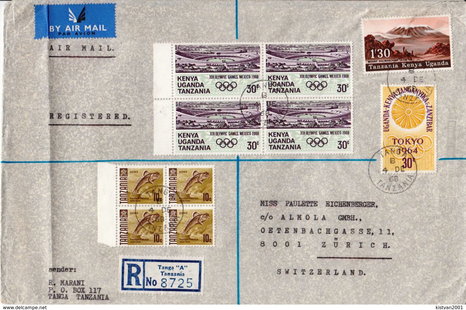 Postal History Cover. Kenya Uganda And Tanzania R Cover With Multiple Stamps - Kenya, Uganda & Tanzania