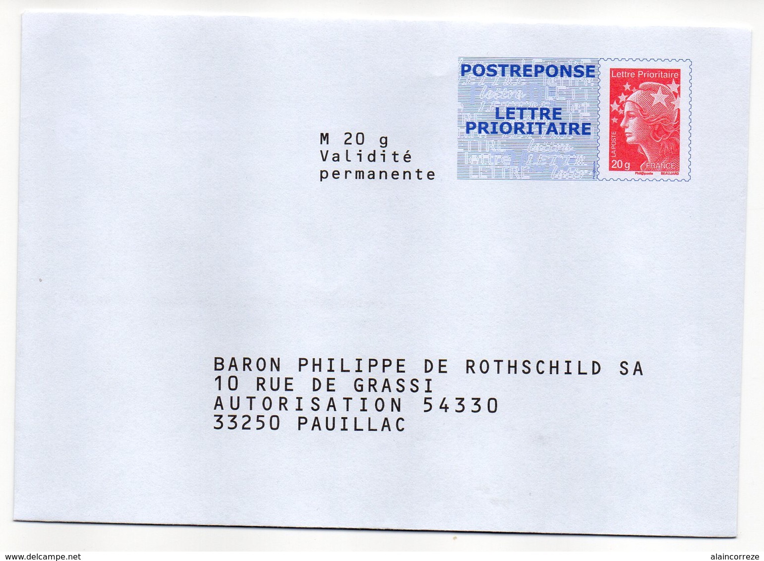 Entier Postal PAP POSTREPONSE Gironde Pauillac Baron Philippe De Rothschild - Prêts-à-poster: Réponse /Beaujard