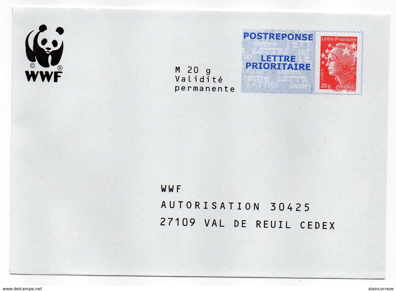 Entier Postal PAP POSTREPONSE Eure Val De Reuil WWF Panda - Listos Para Enviar: Respuesta /Beaujard