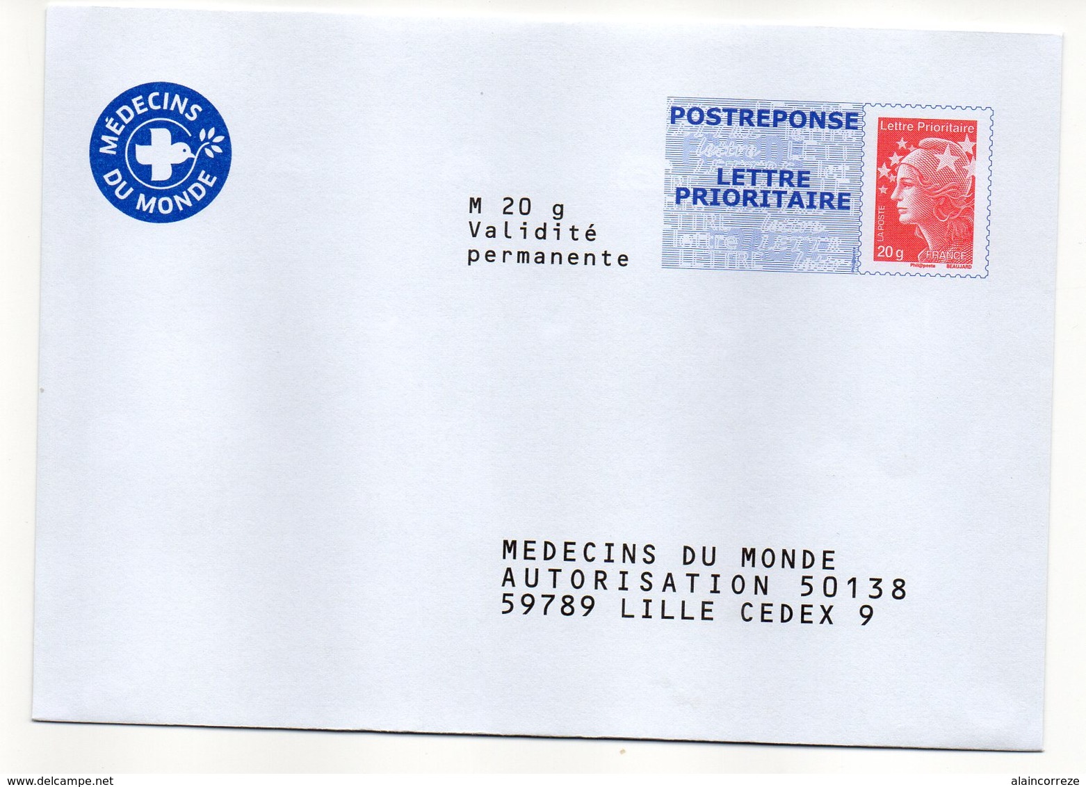 Entier Postal PAP POSTREPONSE NORD LILLE MEDECINS DU MONDE - Prêts-à-poster: Réponse /Beaujard