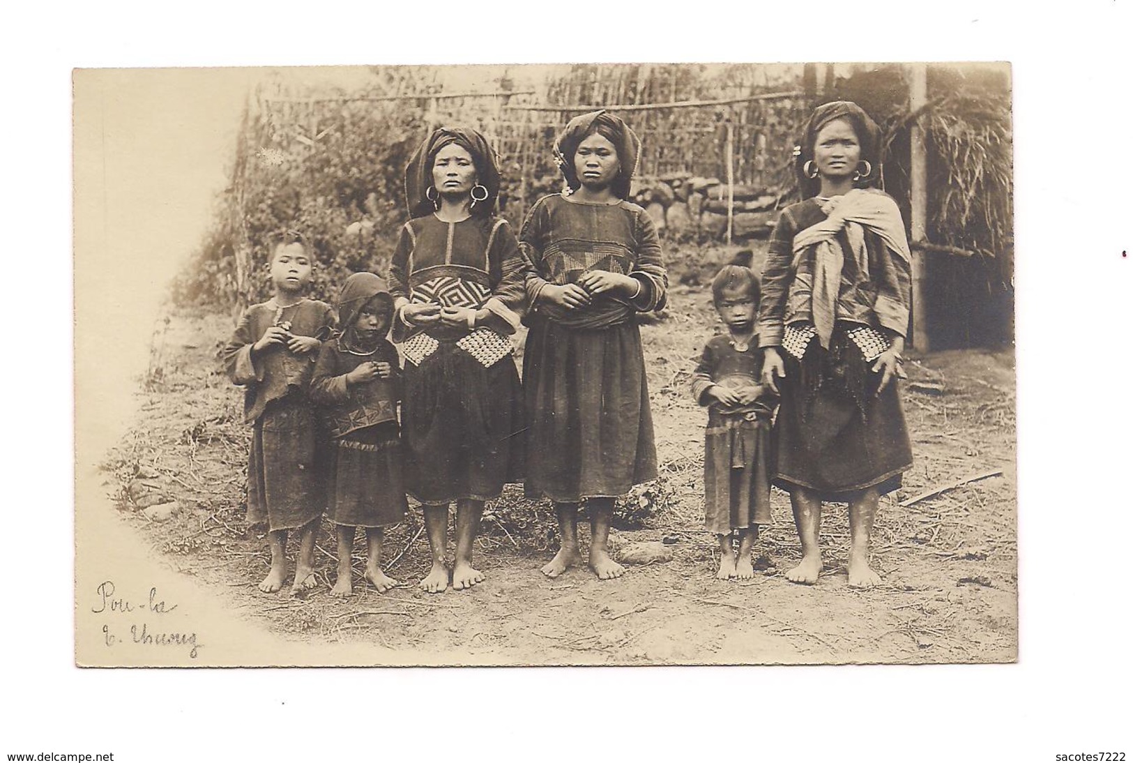 CARTE PHOTO ASIE -  POU LA -  FEMMES ET ENFANTS - - Laos