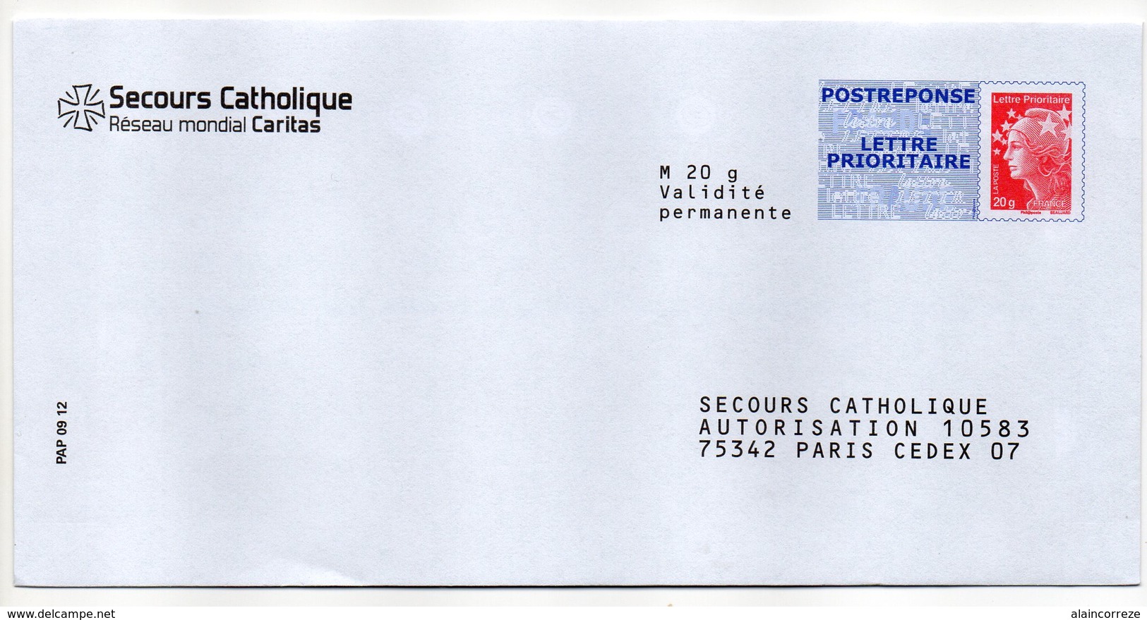 Entier Postal PAP POSTREPONSE PARIS SECOURS CATHOLIQUE - Prêts-à-poster:reply