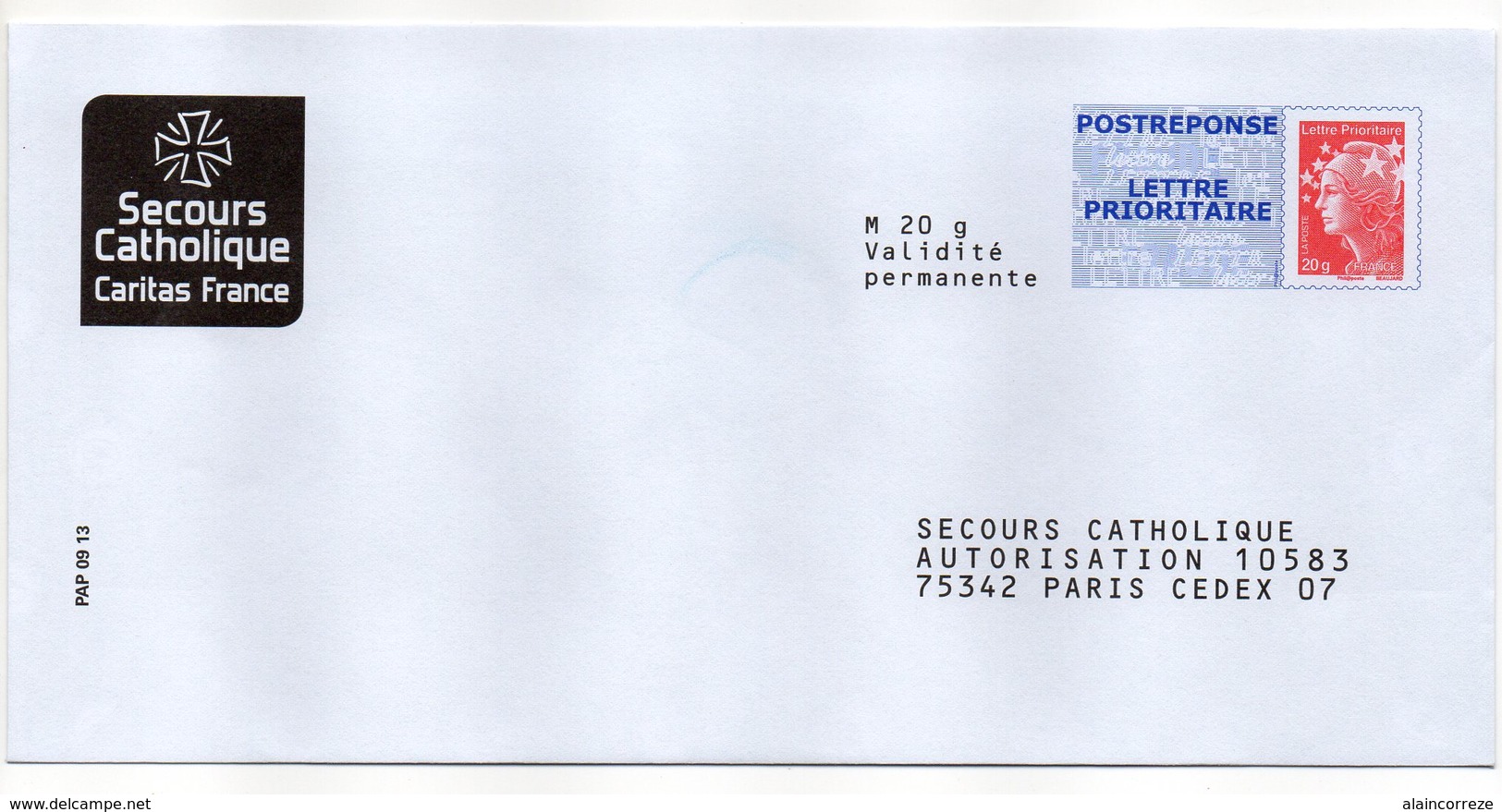 Entier Postal PAP POSTREPONSE PARIS SECOURS CATHOLIQUE - Prêts-à-poster: Réponse