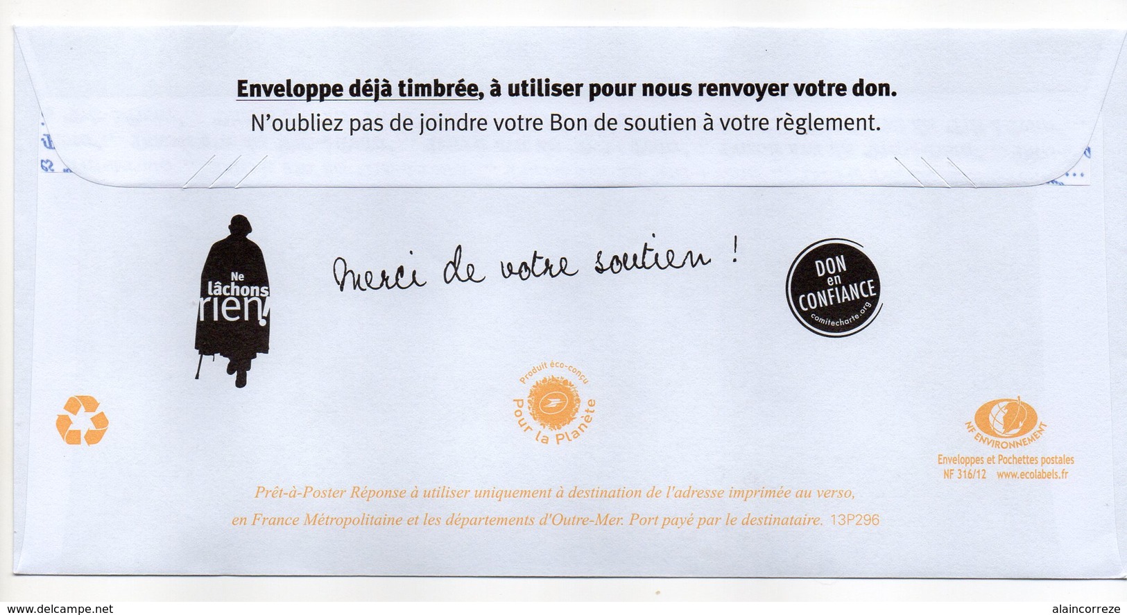 Entier Postal PAP POSTREPONSE PARIS FONDATION ABBE PIERRE - Prêts-à-poster: Réponse