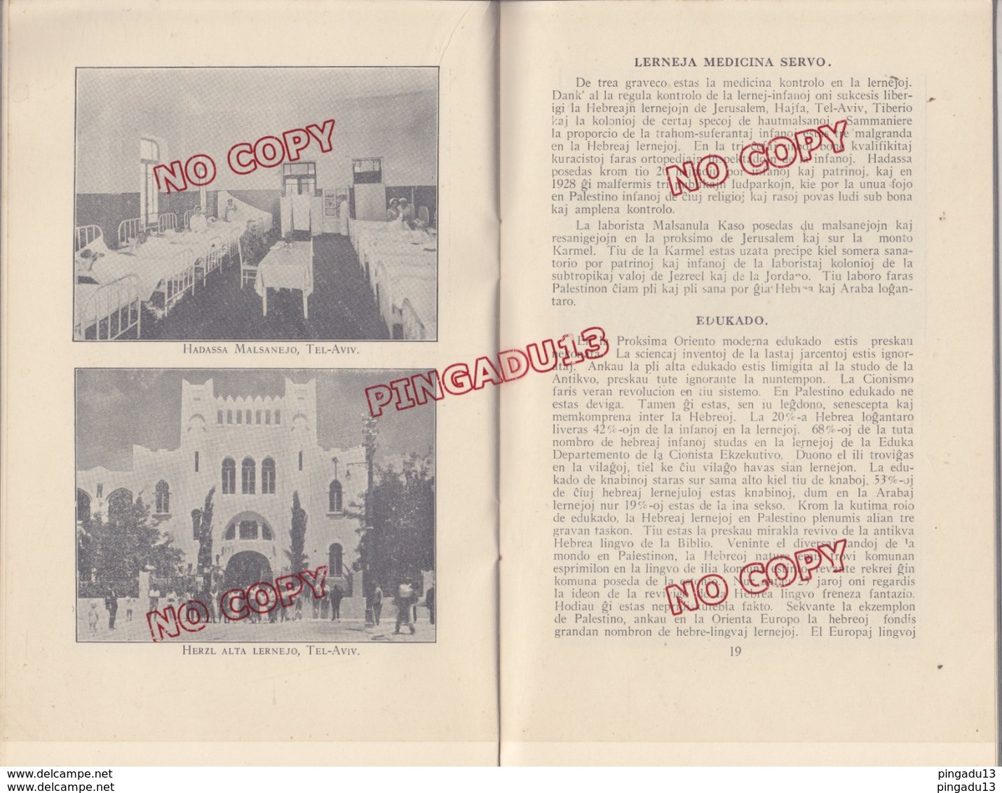 Fixe Livret La Reestigo De Nacio Groupe Espéranto Oujda Maroc Sionisme Palestine Israël Judaïca Congrès Paris 1932 - Esperanto