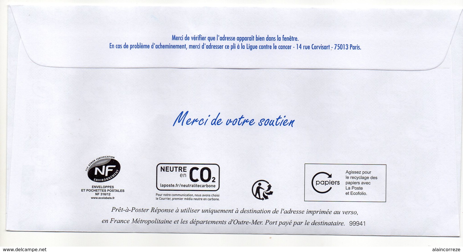 Entier Postal PAP POSTREPONSE LA LIGUE CONTRE LE CANCER - Prêts-à-poster:reply