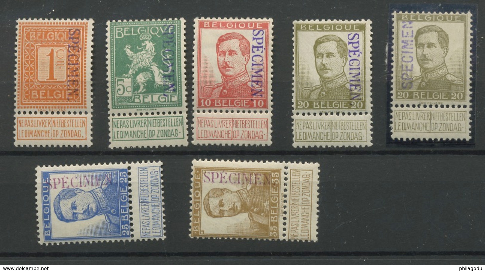 7 VALEURS Avec Surcharge. SPECIMEN - 1912 Pellens