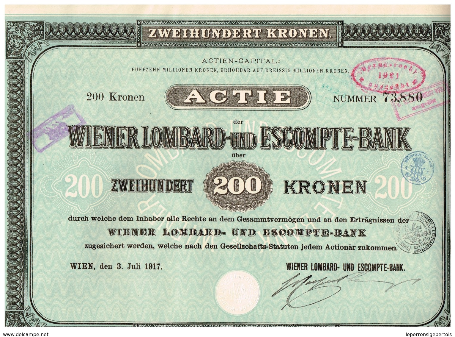 Titre Ancien - Wiener Lombard Und Escompte-Bank  - Titre De 1917 - Bank & Insurance