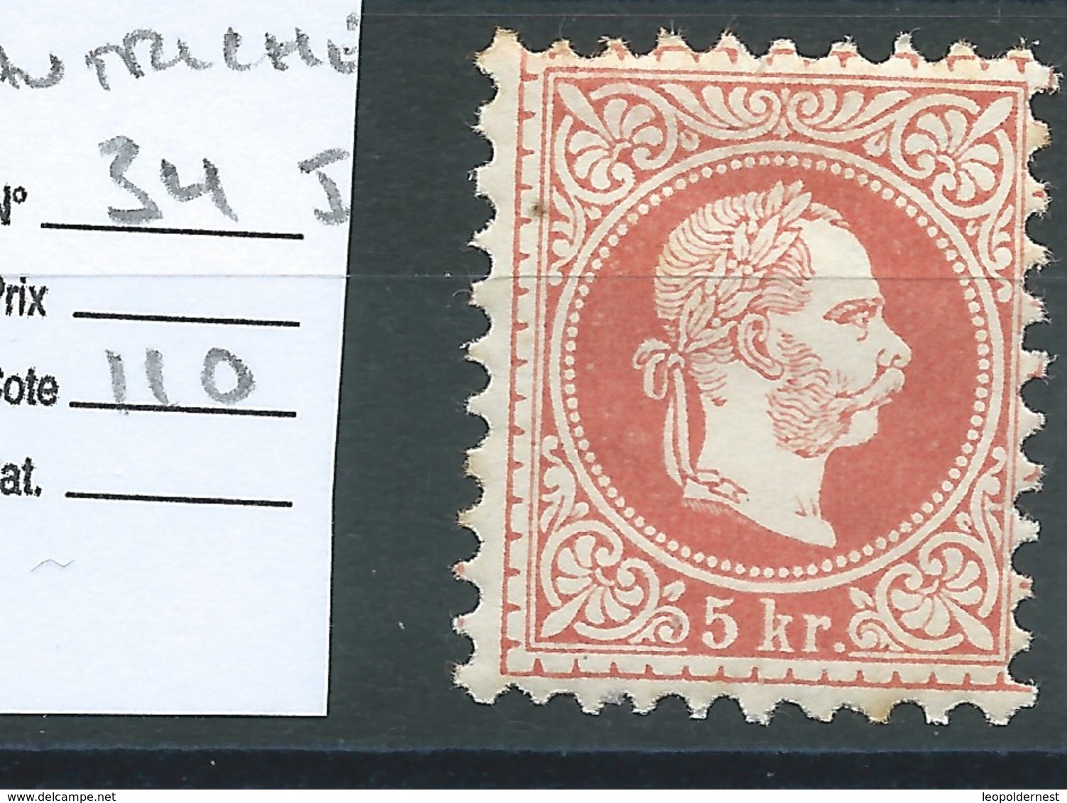 AUTRICHE : N°34 I.  Cote 110 €. - Unused Stamps