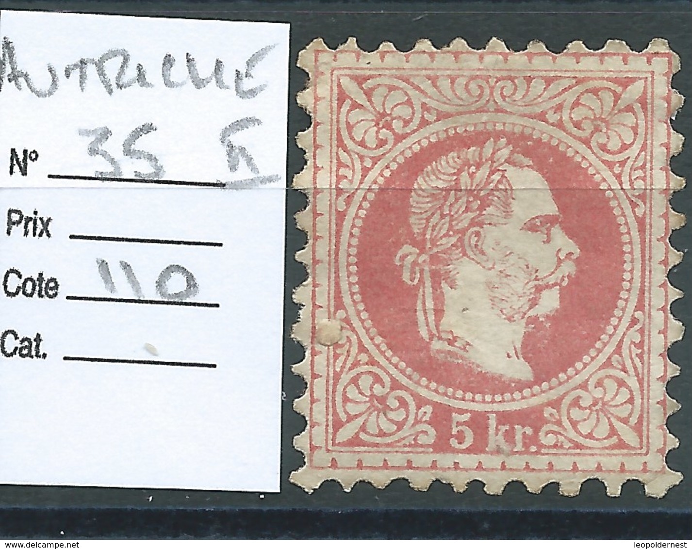 AUTRICHE : N°35 II.  Cote 110 €. Sans Gomme. - Unused Stamps