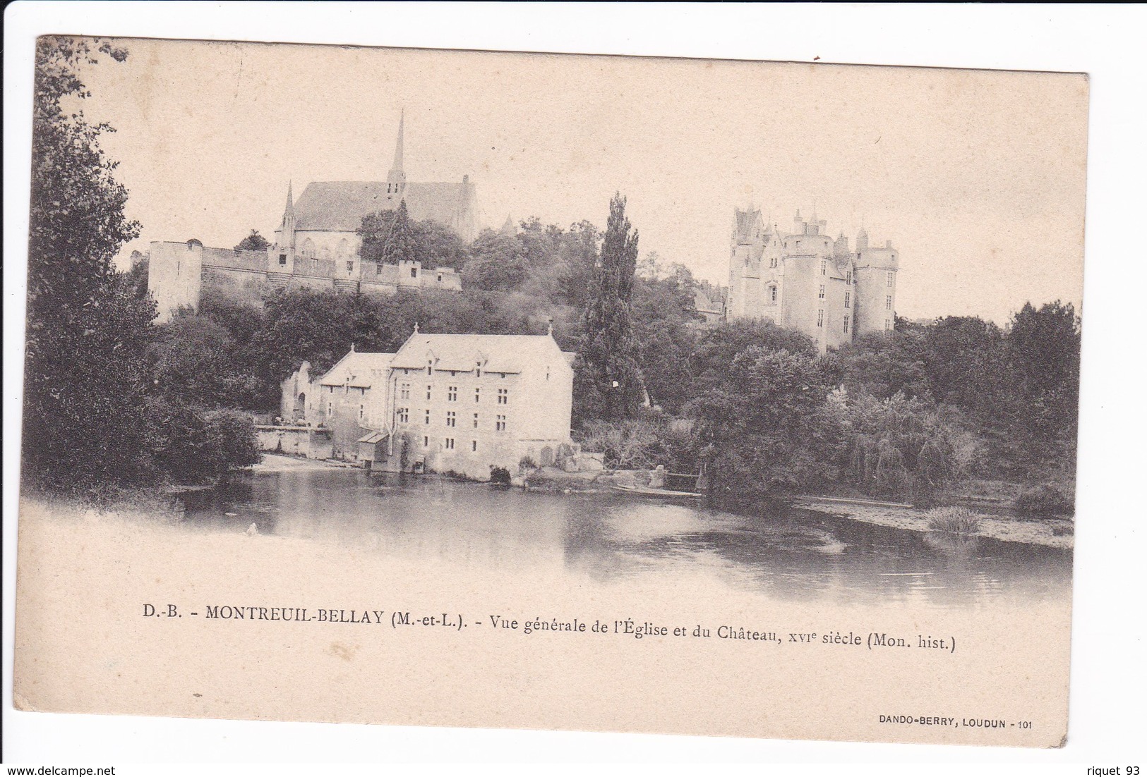 D.B. - MONTREUIL-BELLAY - Vue Générale De L'Eglise Et Du Château (et Du Moulin à Eau) - Montreuil Bellay