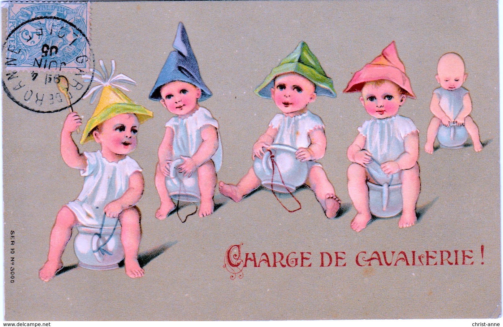 ENFANTS POT DE CHAMBRE  SOLDAT CHARGE DE CAVALERIE CARTE GAUFREE - Humorvolle Karten