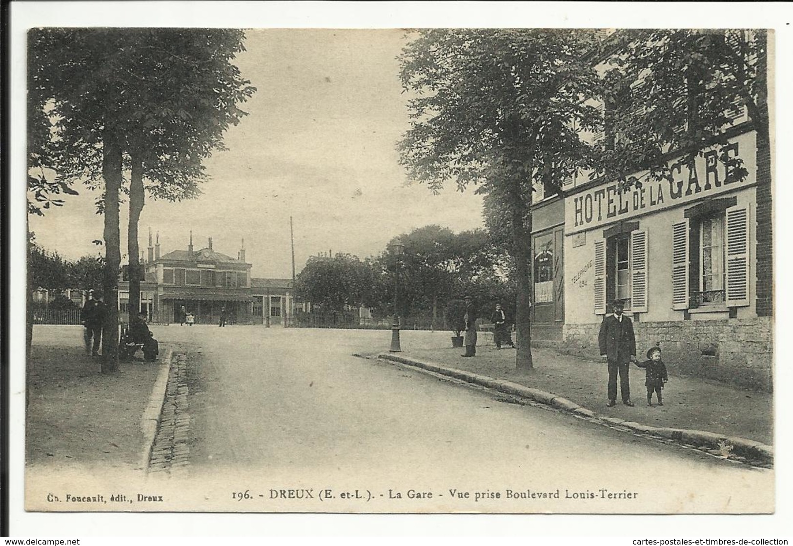 * DREUX , La Gare , Vue Prise Boulevard Louis Terrier , 1923 , CPA ANIMEE - Dreux