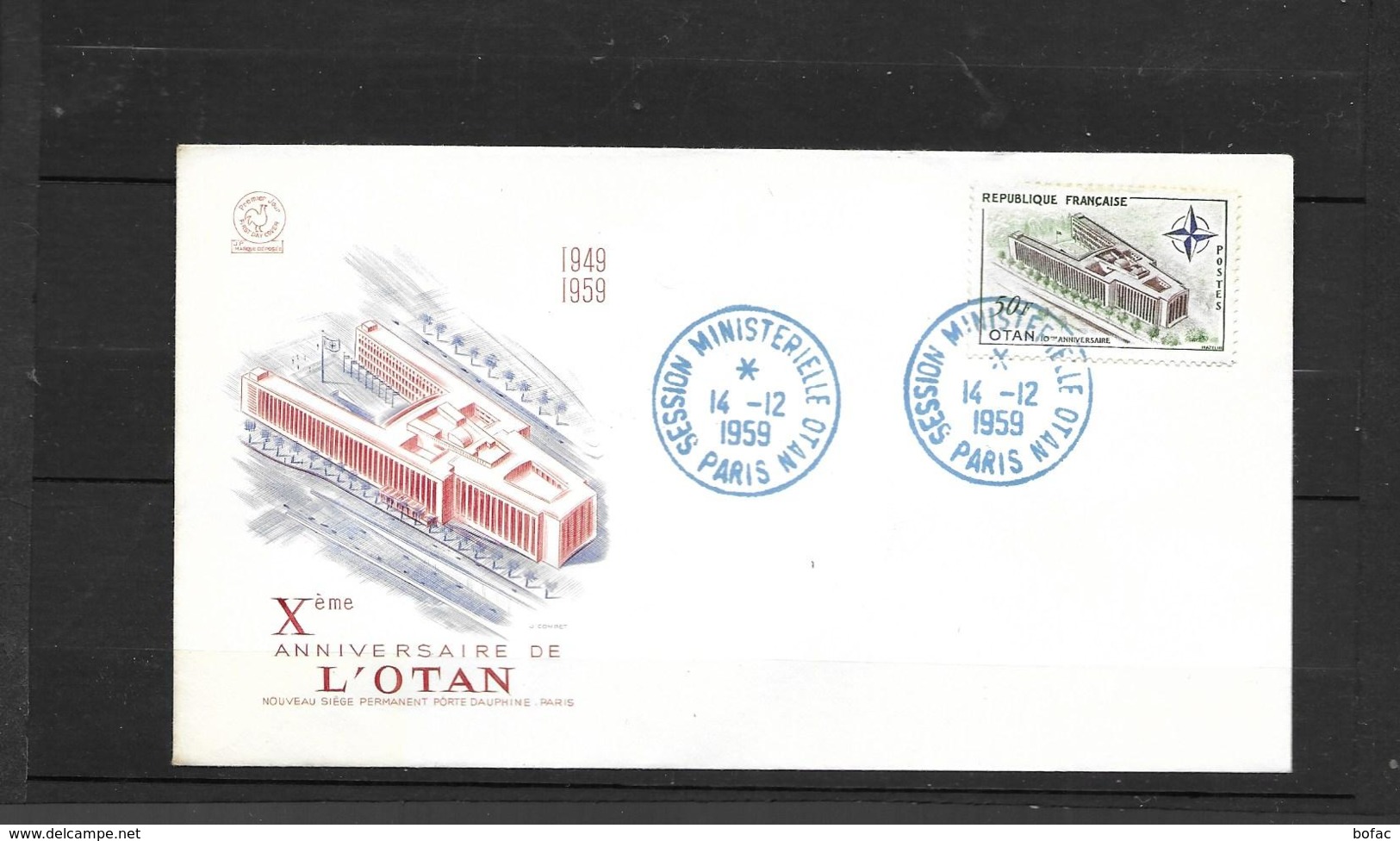 1228 FDC 1959   Y & T  Le Palais De L'O.T.A.N Oblitération 14-12-1959   *FRANCE*  516a - 1950-1959