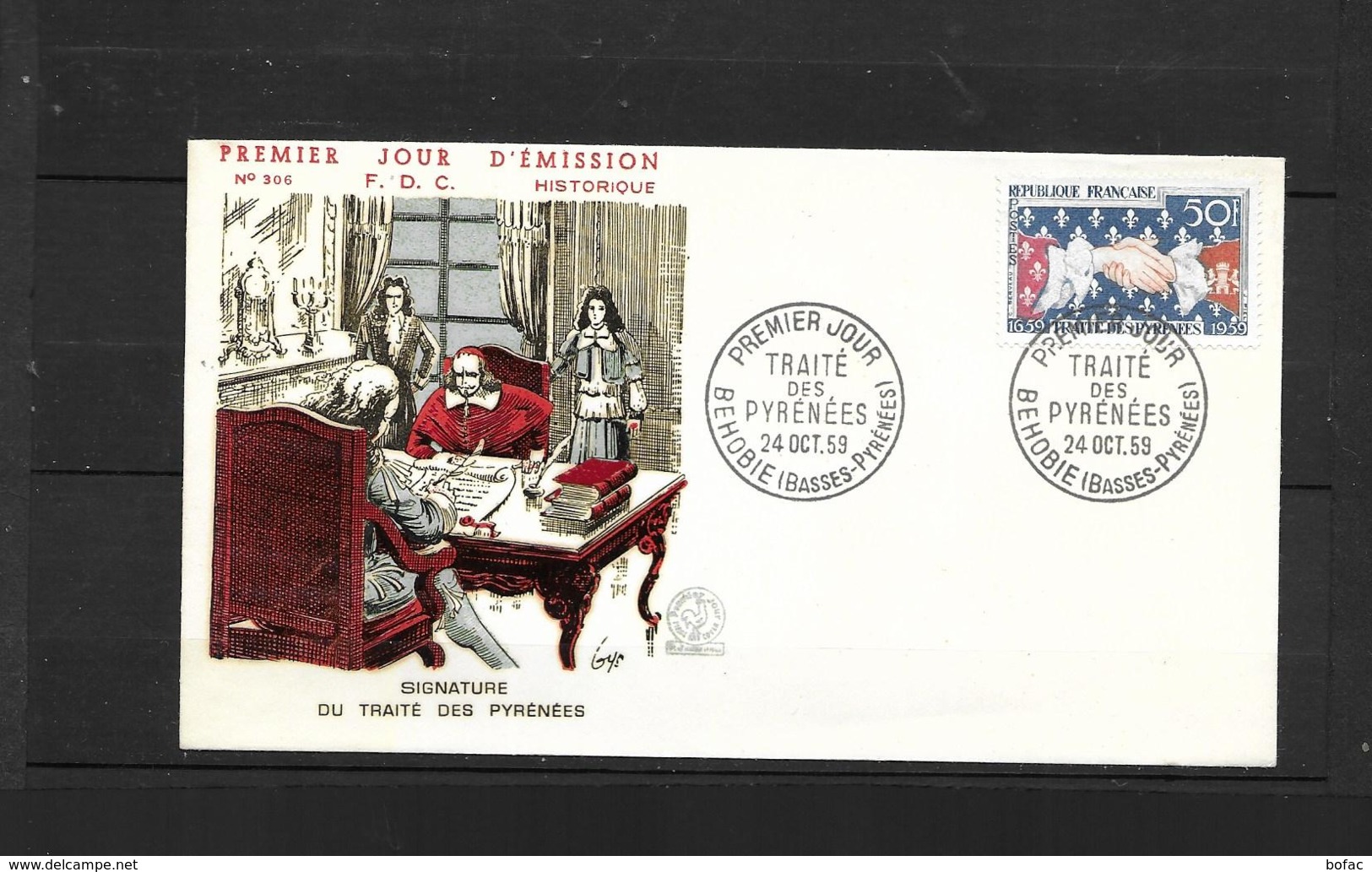 1223 FDC 1959  Y & T  Tricentenaire Du Traité Des Pyrénées 2 Scans  *FRANCE* 524 - 1950-1959