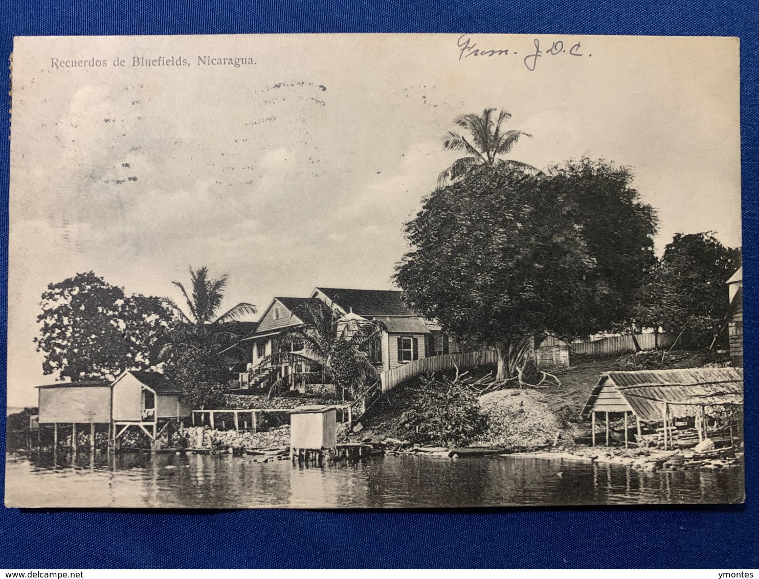 Postcard  Circulated Bluefields 1910 With  Overprint Local Stamps ( B Dpto. Zelaya ) - Nicaragua