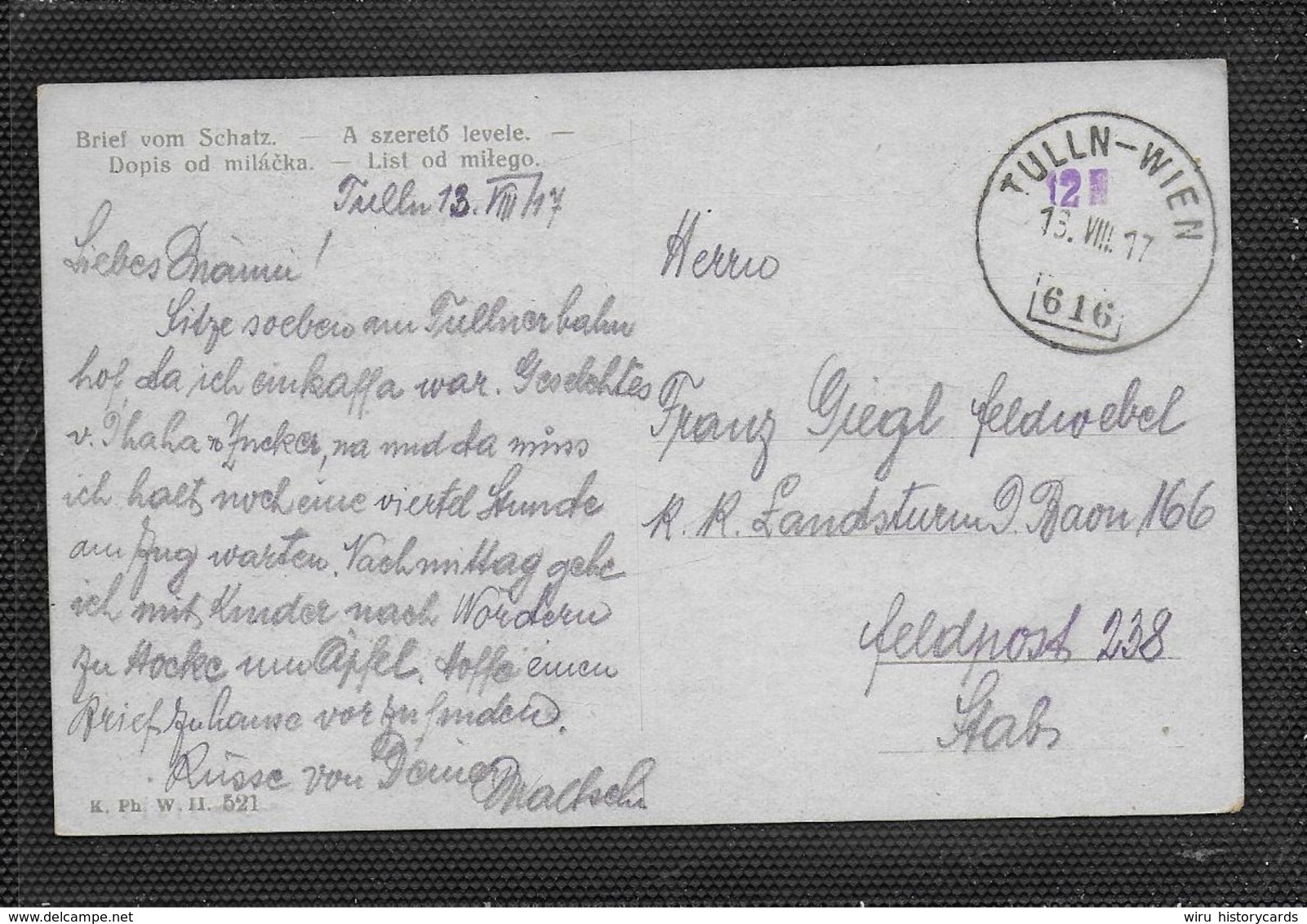 AK 0379  Brief Vom Schatz - Bahnpost Von Tulln Nach Wien Um 1917 - Malerei & Gemälde