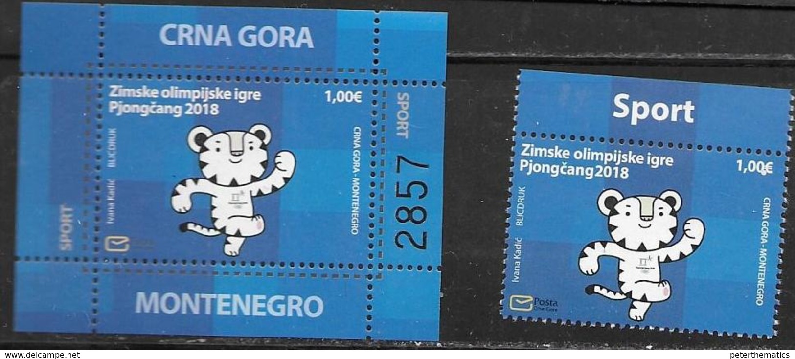 MONTENEGRO, 2018, MNH, WINTER OLYMPICS, PYEONGCHANG,MASCOTS, 1v+S/SHEET - Hiver 2018 : Pyeongchang