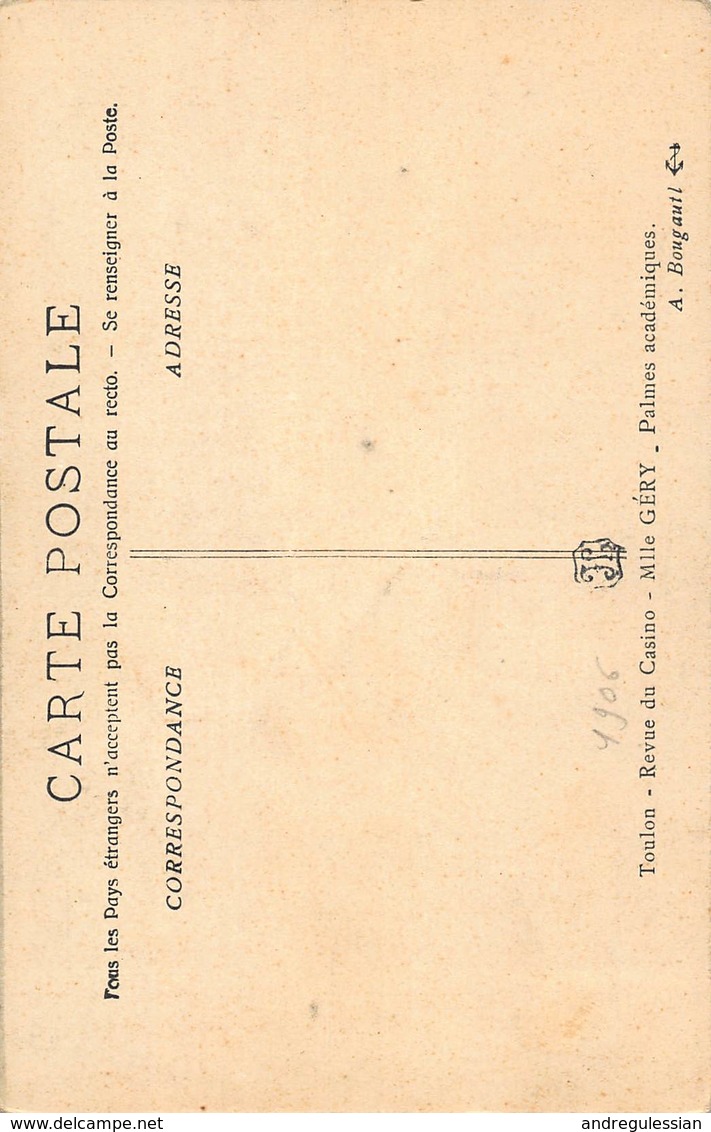 CPA Toulon - Revue Du Casino - Mlle GERY - Palmes Académiques - Toulon