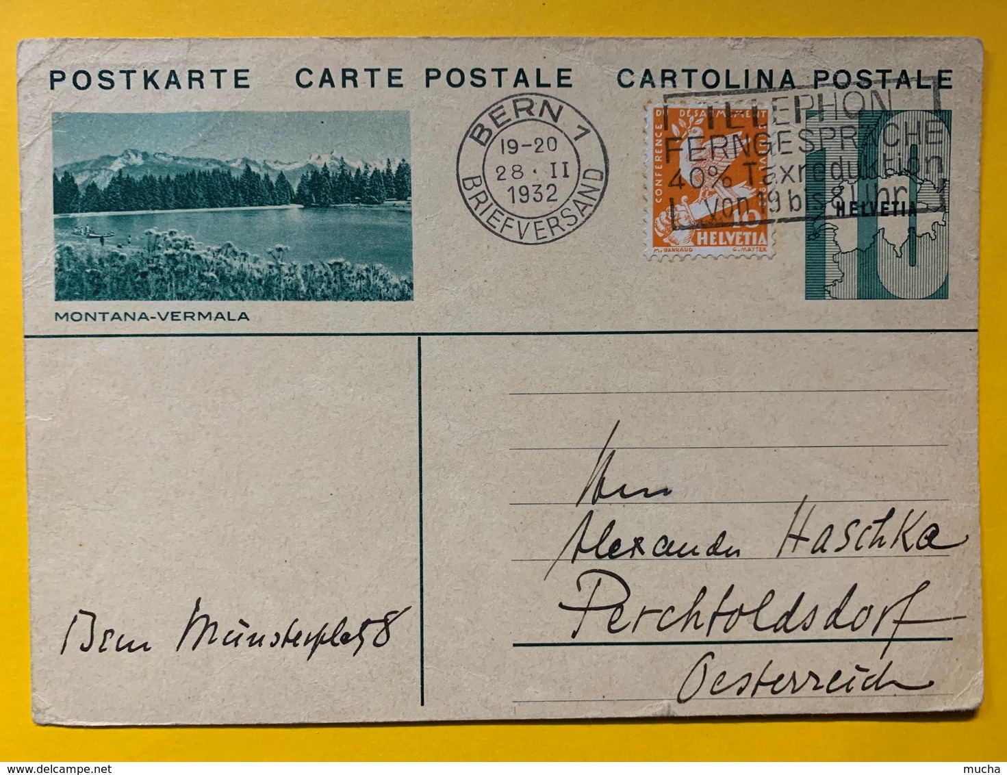 9604 - Entier Postal Illustration  Montana-Vermala Bern 28.02.1932 - Interi Postali