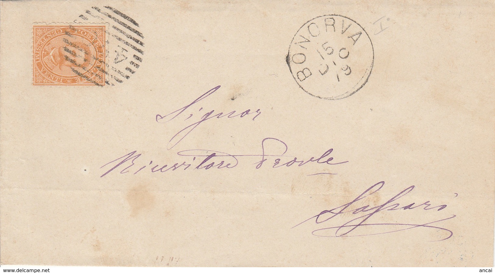 Bonorva. 1879. Annullo Numerale Grande Cerchio A Sbarre 470, Su Lettera Affrancata - Storia Postale