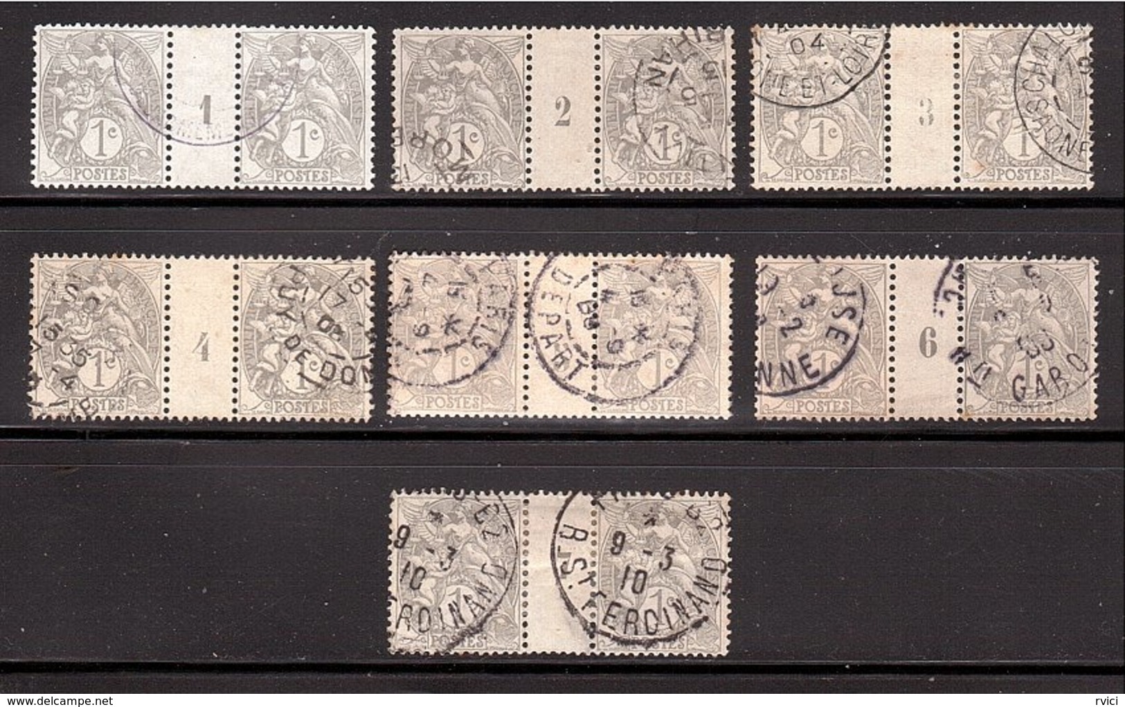 Type BLANC Variété 1c Gris Lot Série De 7 Millésimes Obl. ! - 1900-29 Blanc