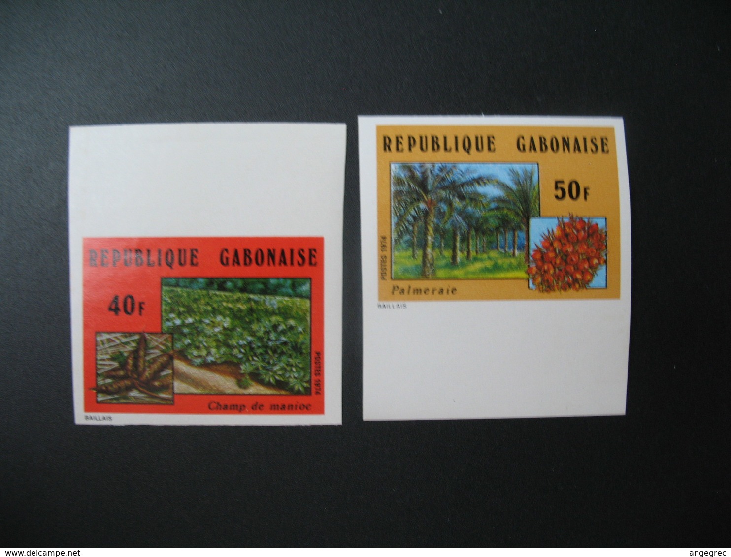 Timbre ND Non Dentelé Neuf ** MNH - Imperf   Gabon  N° 336 - 337 Agriculture Champ De Manioc Et Palmeraie - Agriculture