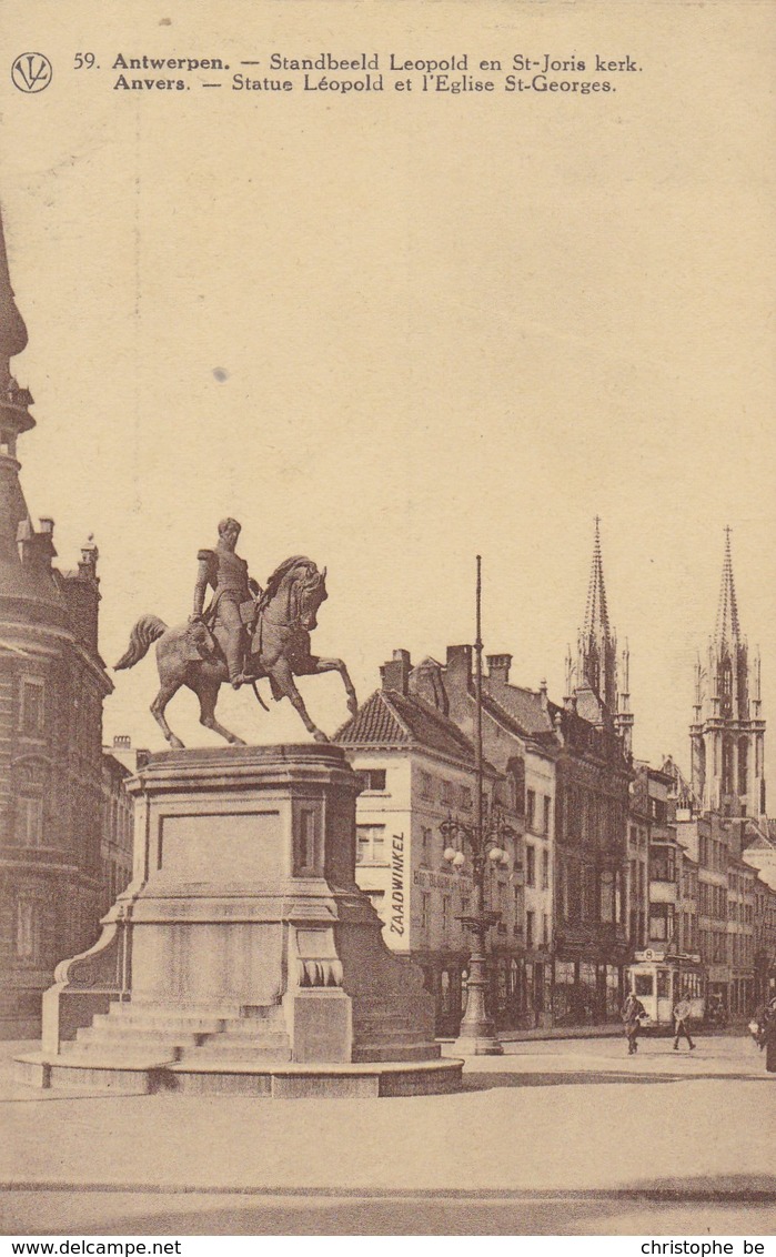 Antwerpen, Standbeeld Leopold En St Joris Kerk (pk65454) - Antwerpen