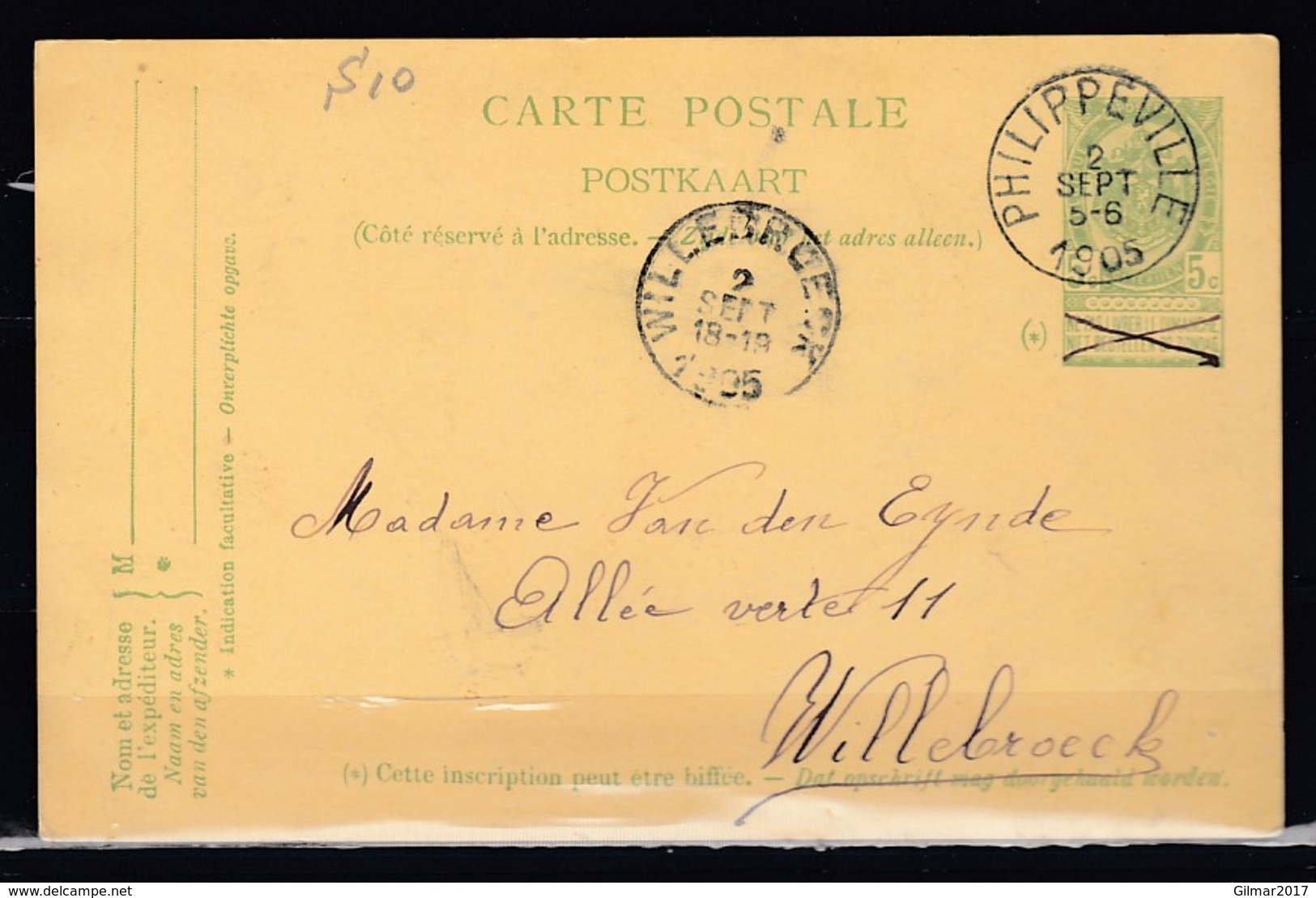 Postkaart Van Philippeville Naar Willebroek - Cartes Postales 1871-1909