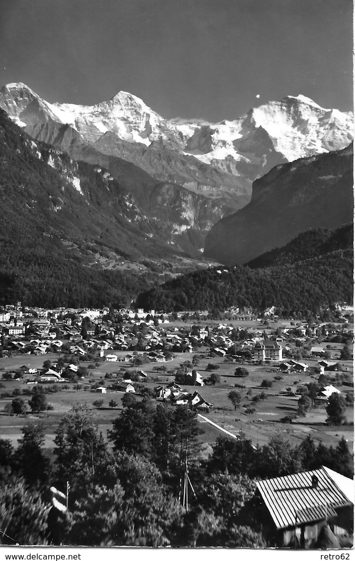 INTERLAKEN - UNTERSEEN → Eiger, Mönch Und Jungfrau, Fotokarte Ca.1955 - Unterseen