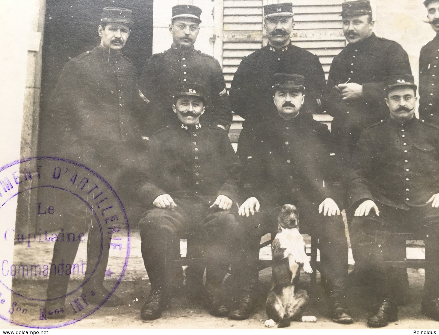 Foto Ak Soldats Francais In Uniform Regiment 54 D’artillerie Chien - Guerra 1914-18