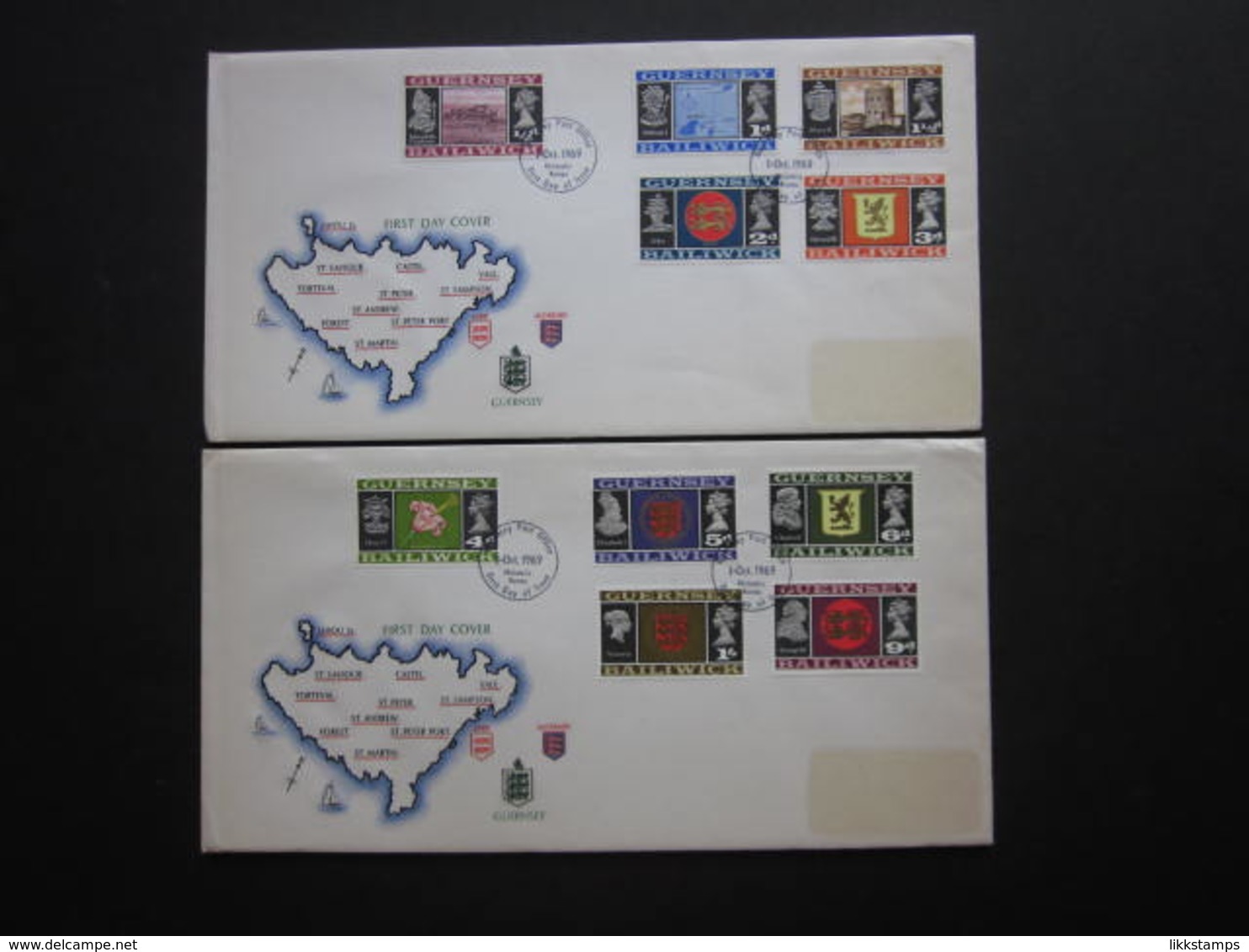 1969 INAUGURAL DEFINITIVES FIRST DAY COVERS VALUES TO 1/-  #00830 - Guernsey