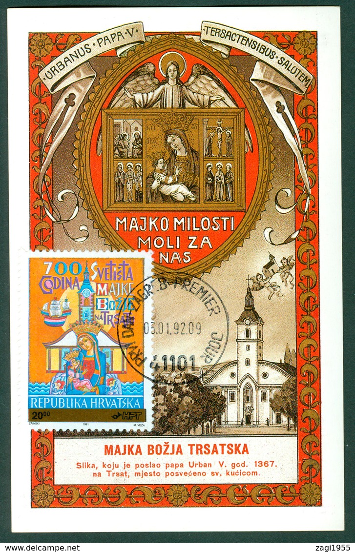 Croatia 1992 FDC Croatian Sheet Surcharge Stamp Of Charity Stamp Radisha Mother Of God On Trsat Radisa 1991 - Croatie