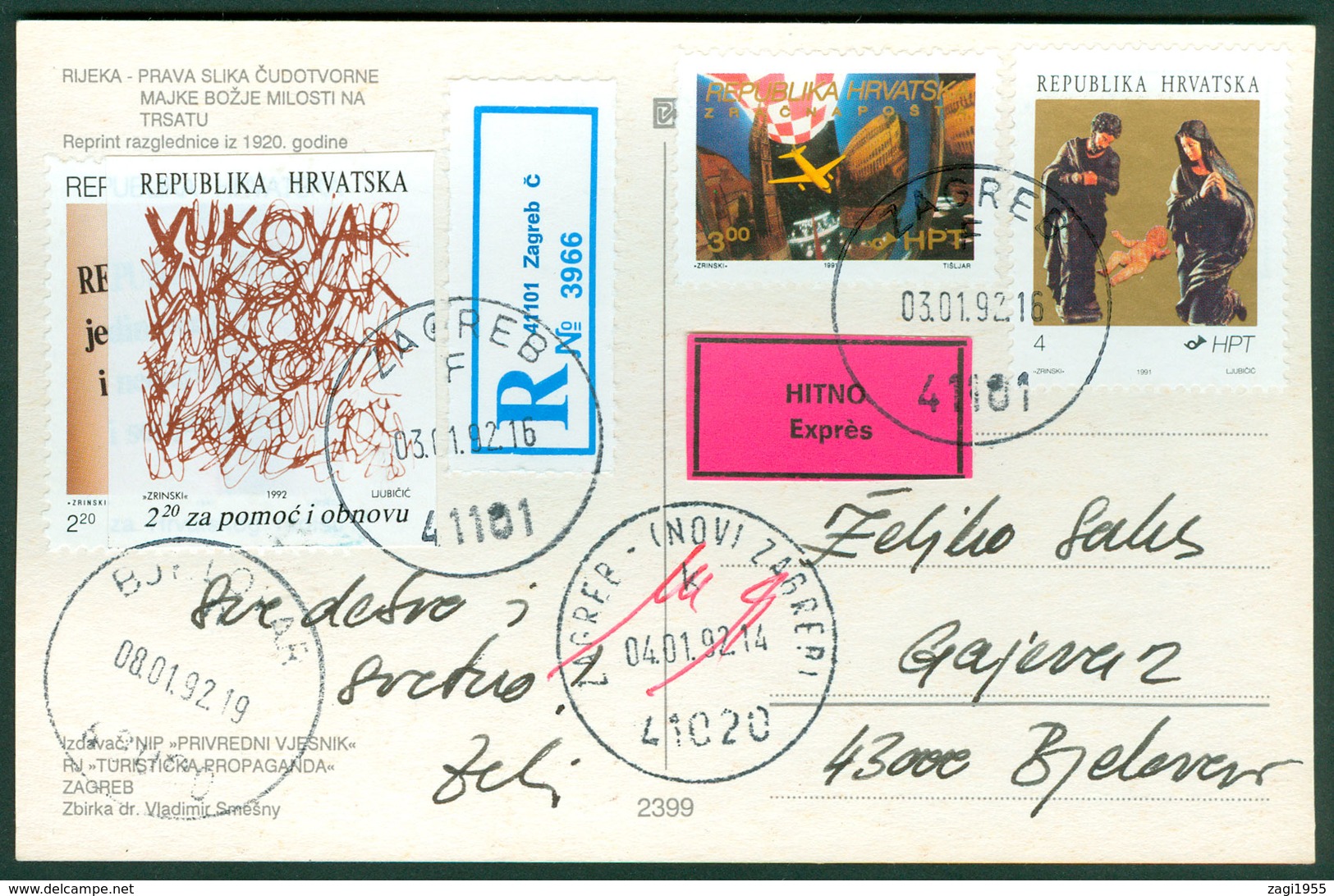 Croatia 1992 FDC Croatian Sheet Surcharge Stamp Of Charity Stamp Radisha Mother Of God On Trsat Radisa 1991 - Croazia
