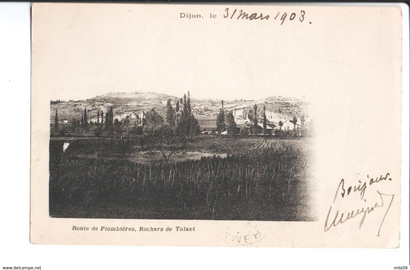 Dijon. Route De Plombières, Rochers De Talant. à André Coignard à Commercy. 1903. - Dijon