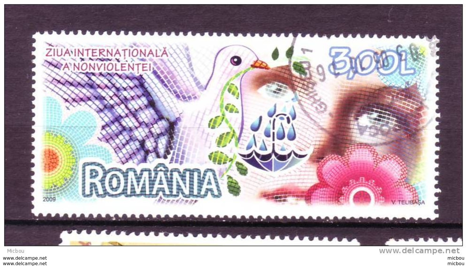 ##31, Roumanie, Romania, Paix, Colombe, Oeil, Parapluie, Umbrella, Oeil, Eye, Yeux, Mosaique, Mosaic, Dove, Peace - Usati