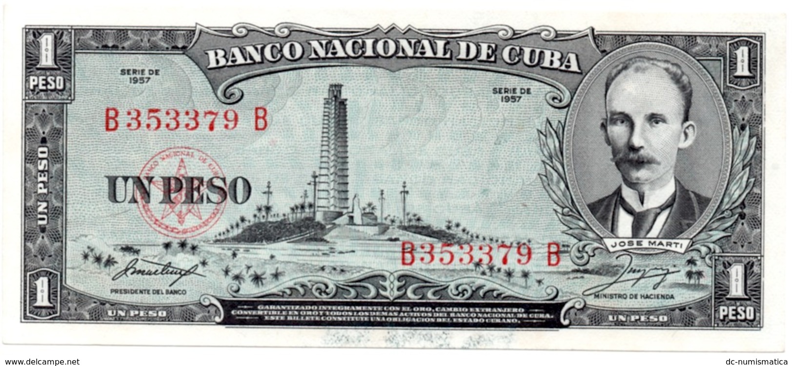 1 PESOS 1957 BANCO NACIONAL SIN CIRCULAR - Cuba