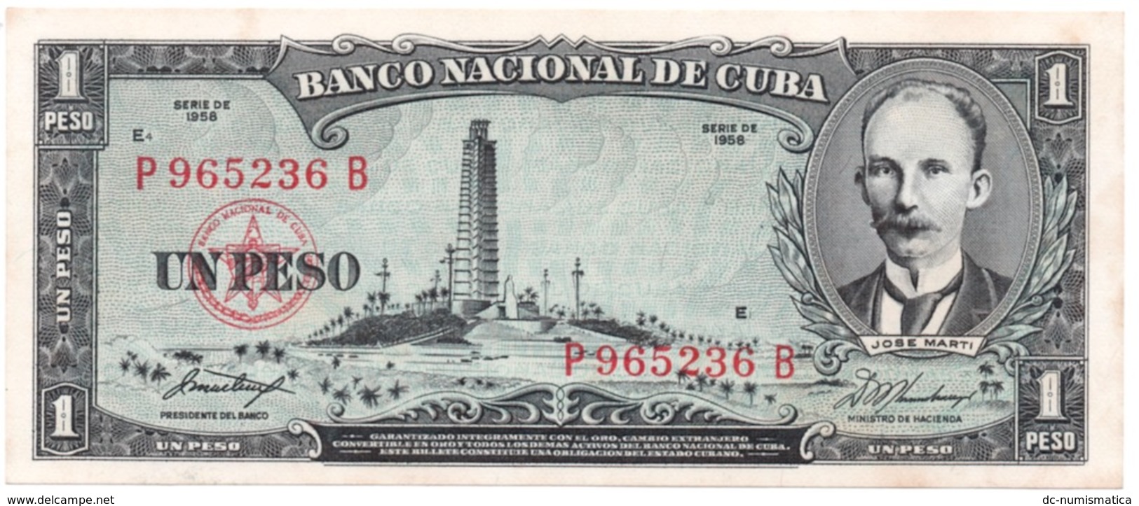 1 PESOS 1958 BANCO NACIONAL SIN CIRCULAR - Cuba