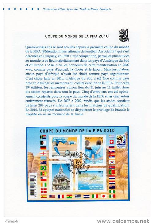 " COUPE DU MONDE DE FOOTBALL EN AFRIQUE DU SUD " Sur Doc Officiel 1°Jour De 2010 De 4 Pages. N° YT F4481. DPO - 2010 – South Africa