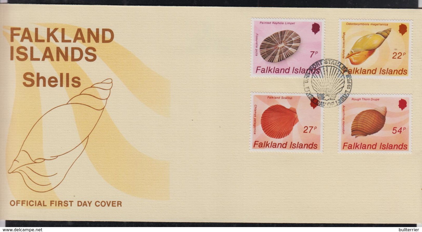 FALKLAND ISLANDS - 1976 - SEASHELLS SET OF 4 ON  ILLUSTRATED COVER - Falkland Islands